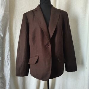 Jones New York Brown Linen Blazer